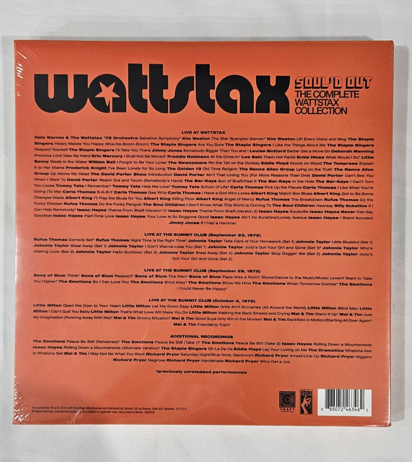 Wattstax 72 "Soul'd Out" 12 CD Box Set - New/Sealed 2023