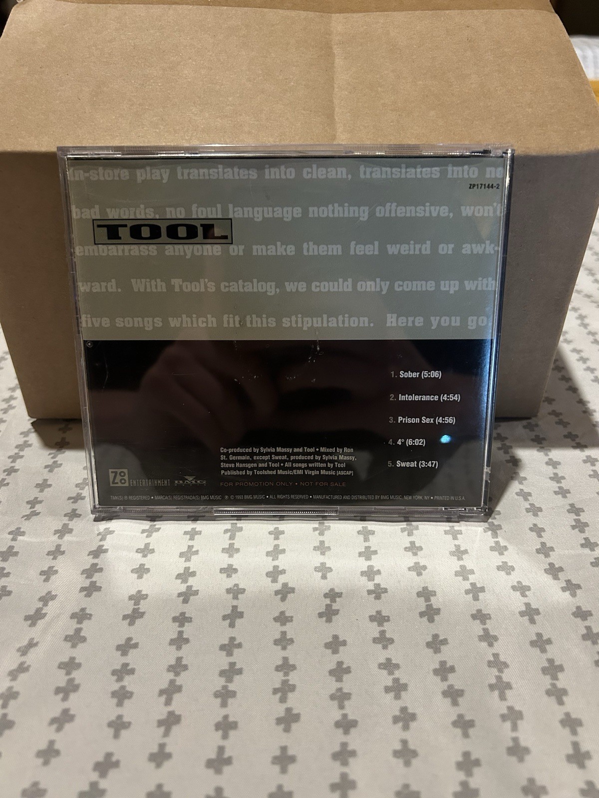 VERY RARE! Tool In Store Play CD. ZP17144-2. Sober, Intolerance, Prison Sex, Etc