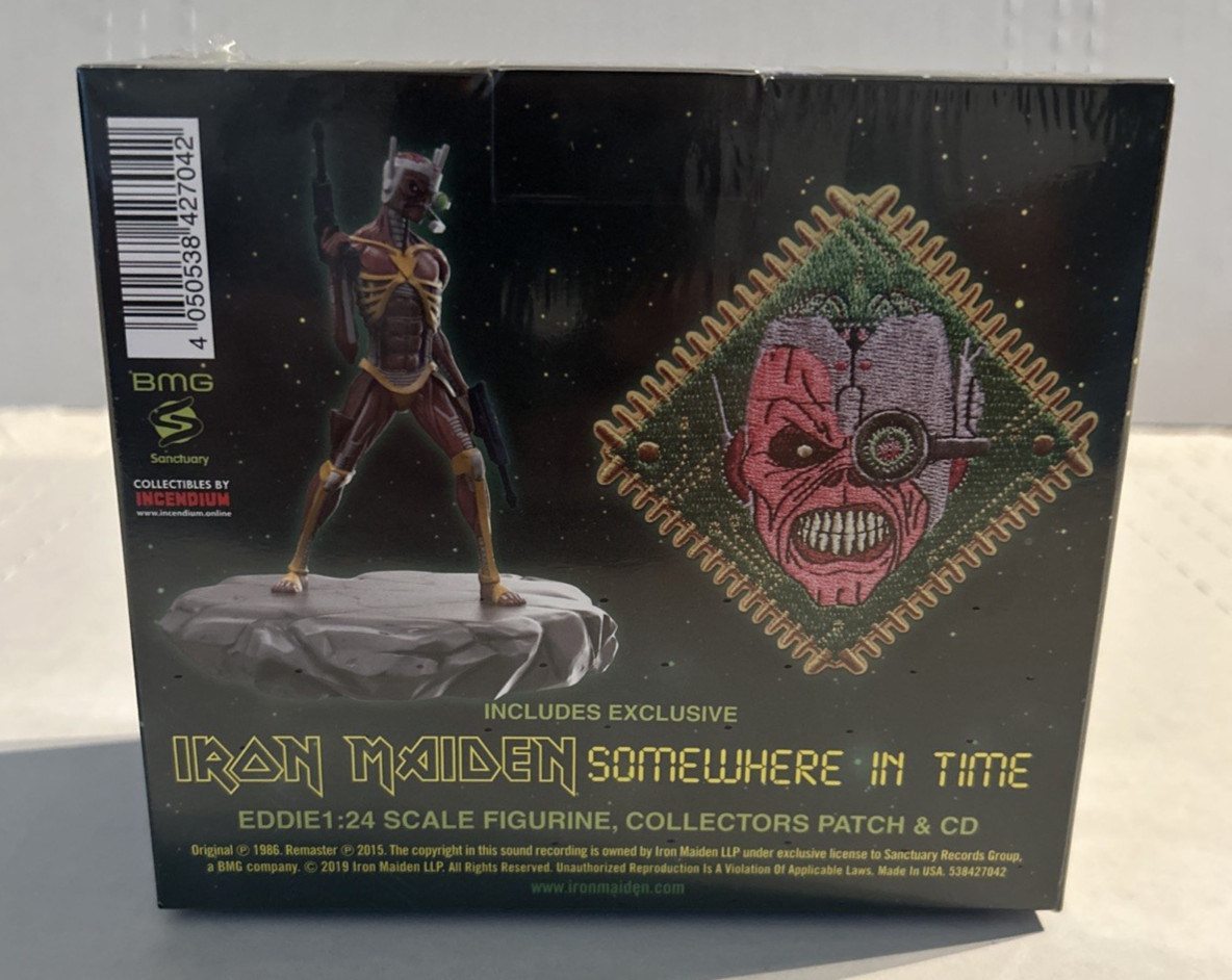 *SEALED* IRON MAIDEN -SOMEWHERE IN TIME-2015 CD BOX SET W/EDDIE FIGURINE & PATCH