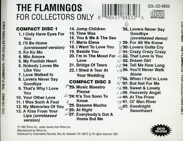 The Flamingos - For Collectors Only - CD COL-CD-8803