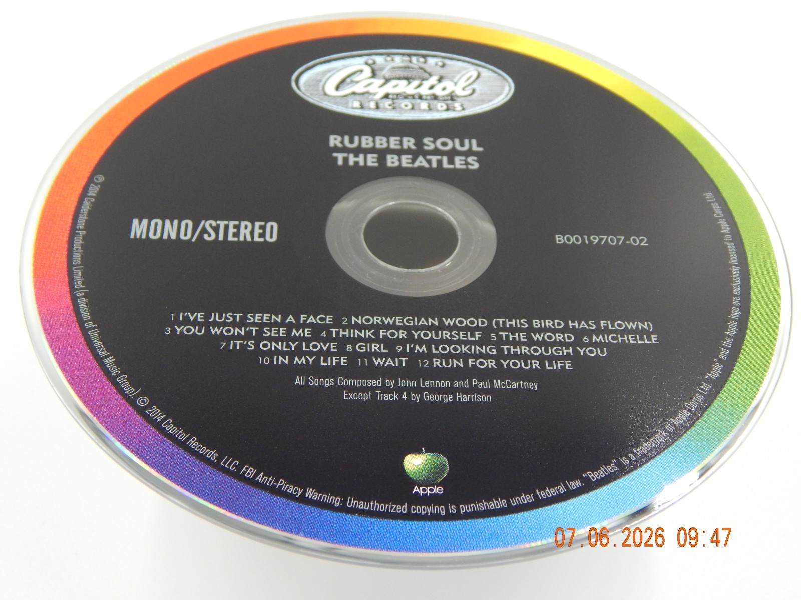 Beatles Rubber Soul CD Stereo Capitol Record ST 2442 BOO19707-02 Shrink Wrap NM