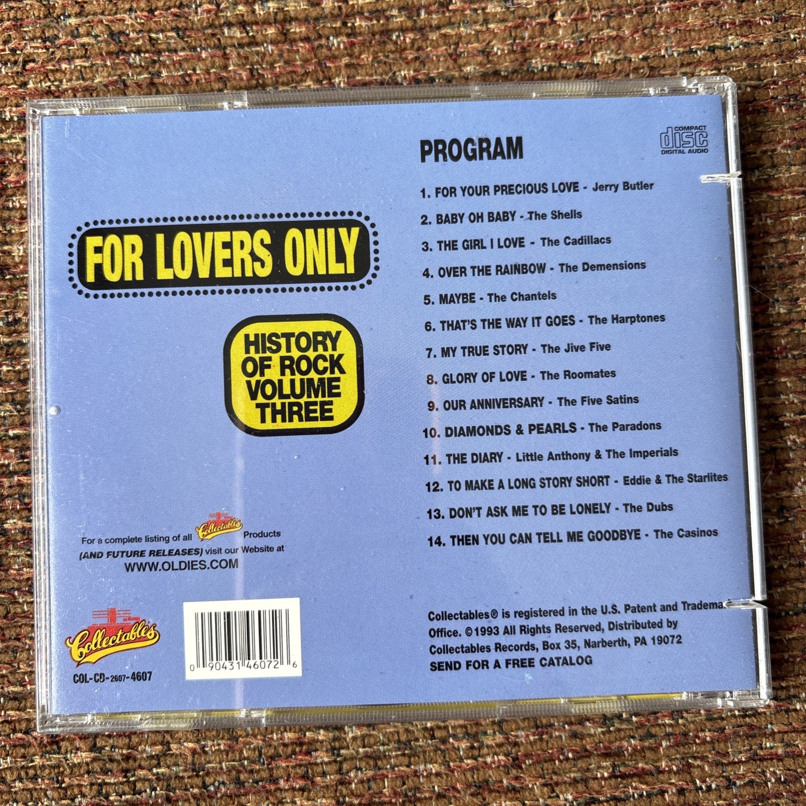 For Lovers Only Volume Three CD History of Rock Compilation