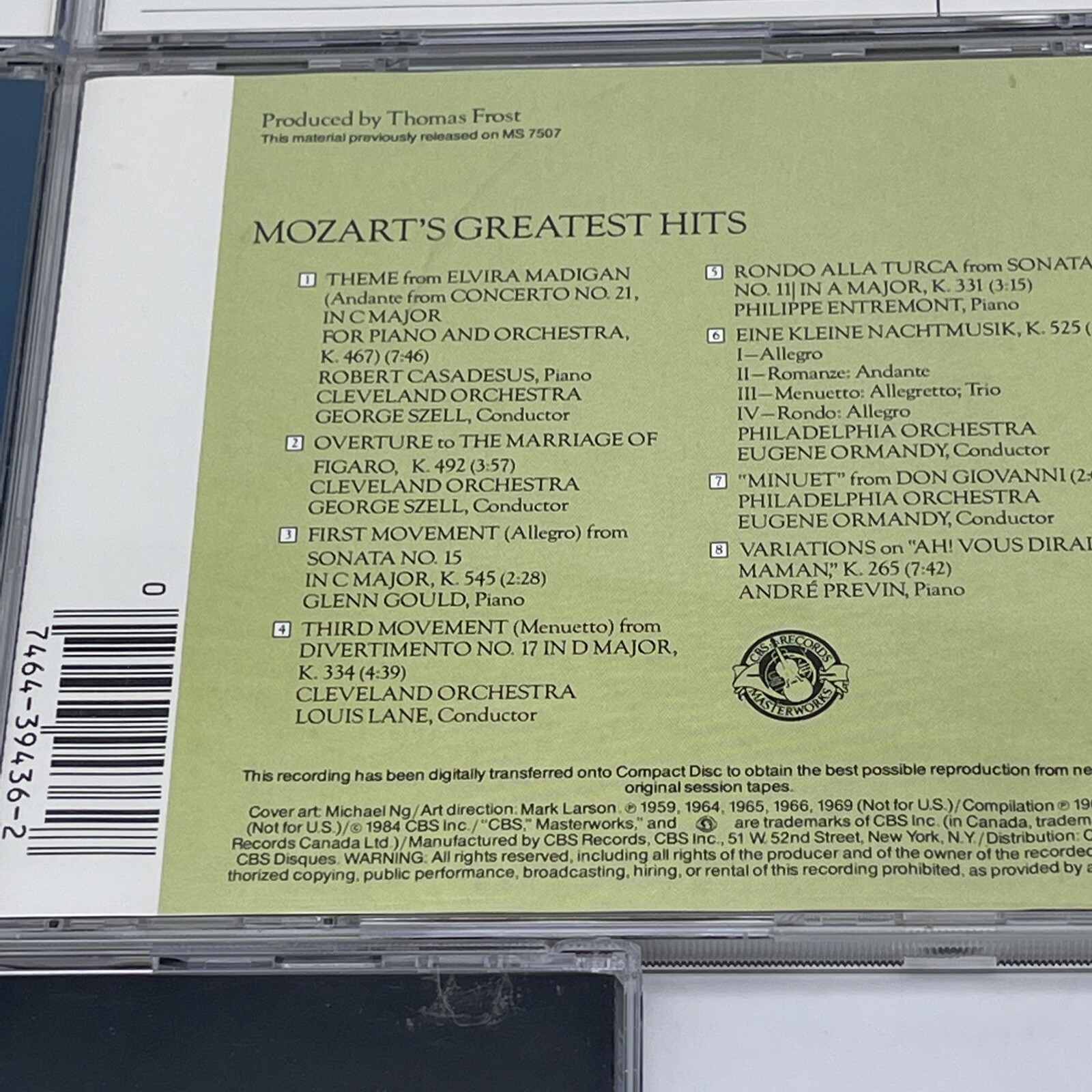 Lot of 5 Mozart CD's - All Pre-Owned. See Description and Picture for more info