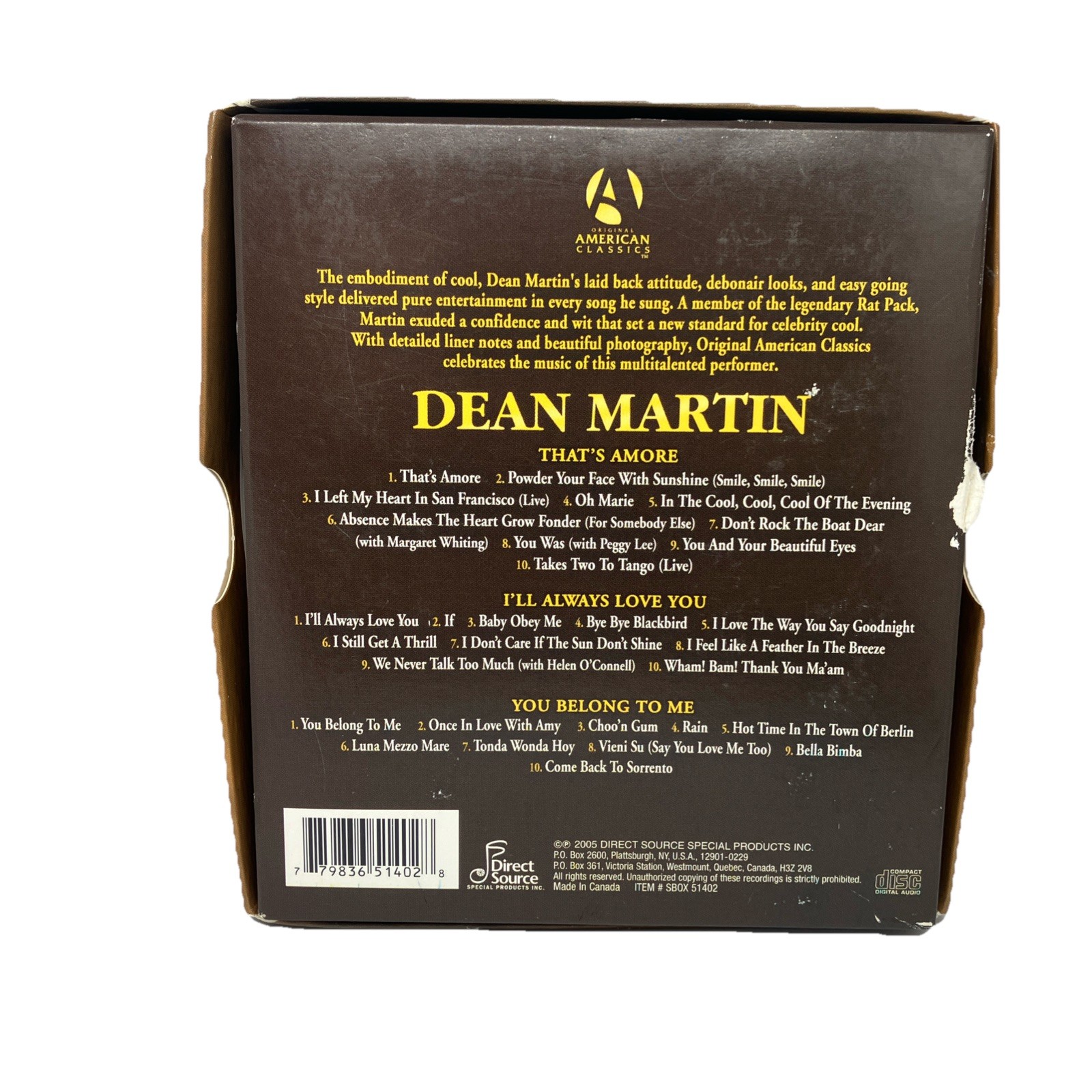 DEAN MARTIN 3 Music CD Set 2005 Original American Best Of Classic 1950’s 1960’s