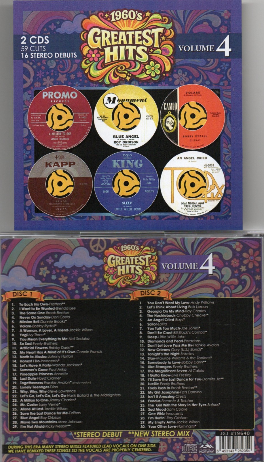 1960s GREATEST HITS VOL. 4-2 CDs-59 CUTS-16 STEREO DEBUTS BRAND NEW!