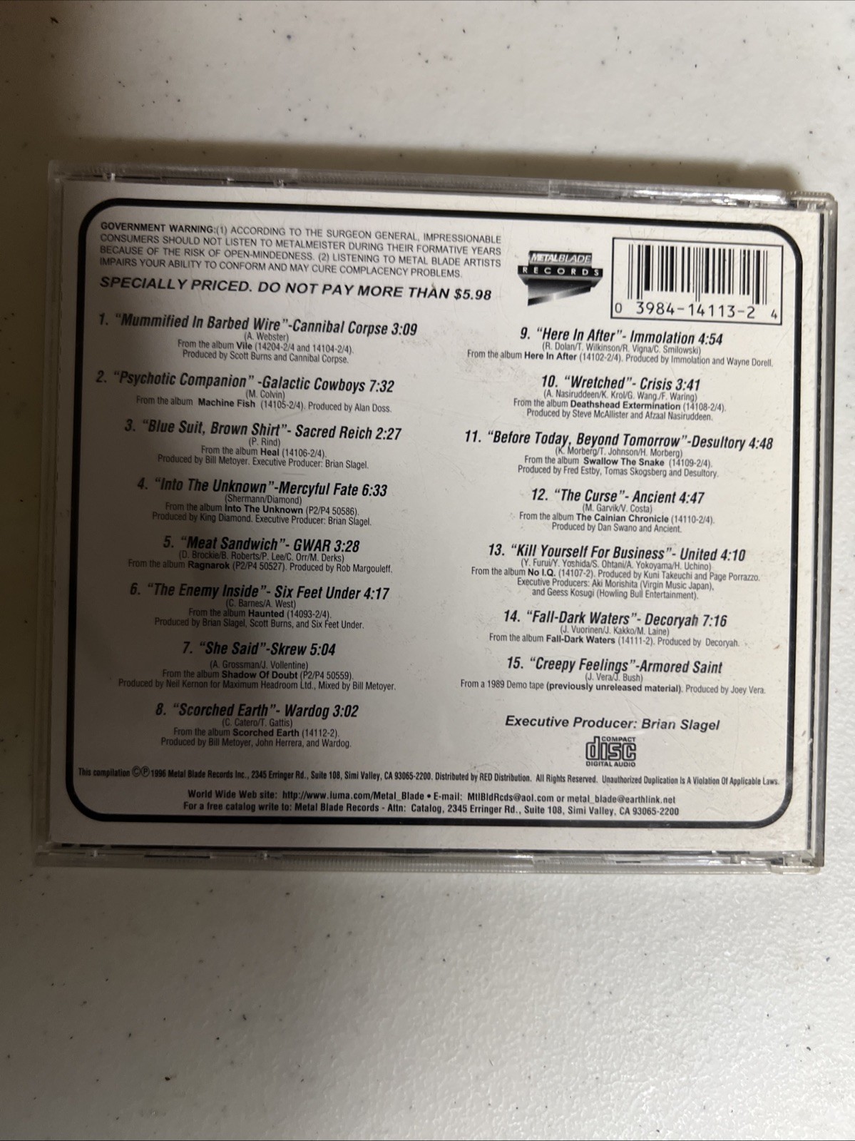 Metalmeister CD 1996 Metal Blade Records – 3984-14113-2 [Metal Compilation]