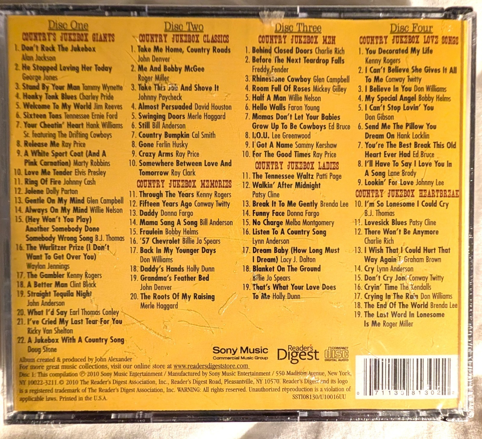 SEALED COUNTRY MUSIC BUNDLE - Two Readers Digest 4-Disc Sets - 8 CDs/155 Tracks