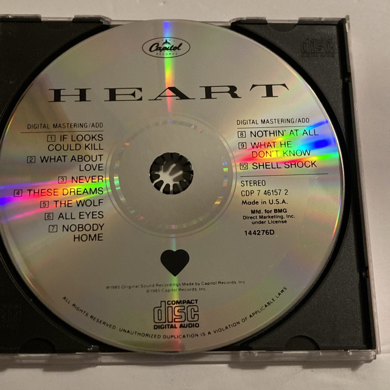 Heart 1985 CD Capitol First Edition 10 Tracks