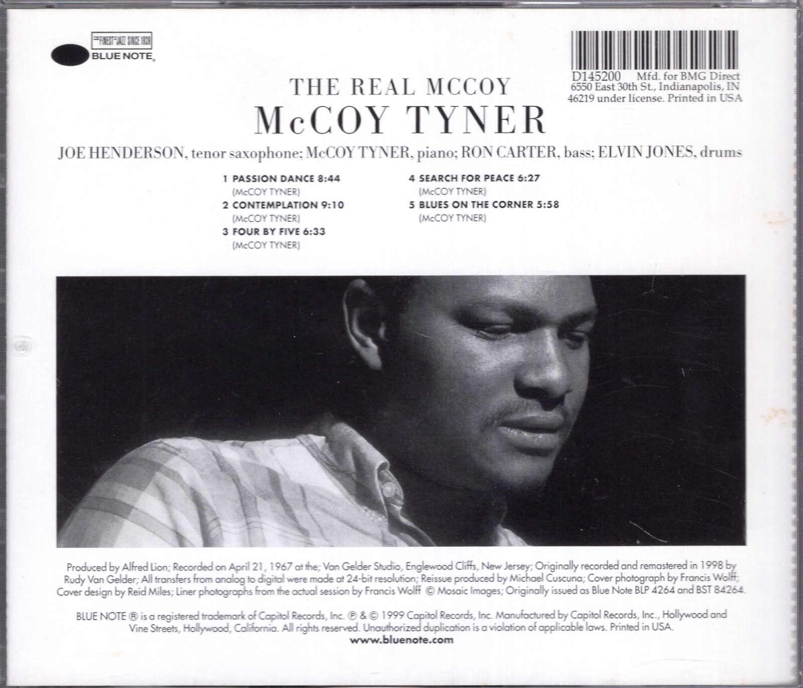 RARE McCOY TYNER THE REAL McCOY RVG CD w/JOE HENDERSON RON CARTER ELVIN JONES