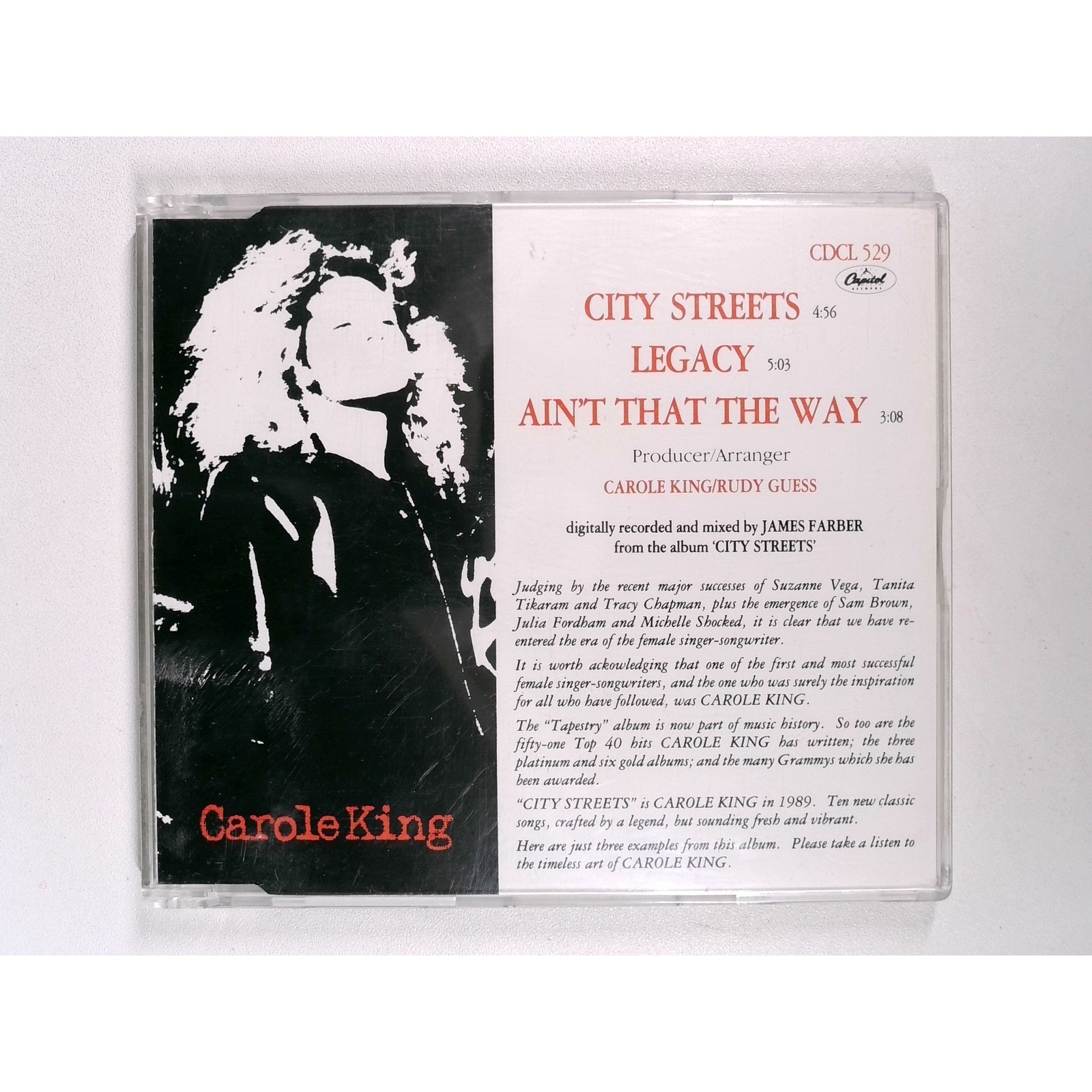 Carole King City Streets Promo CD Sampler 1989 UK CDCL 529 3 Tracks Pop RARE