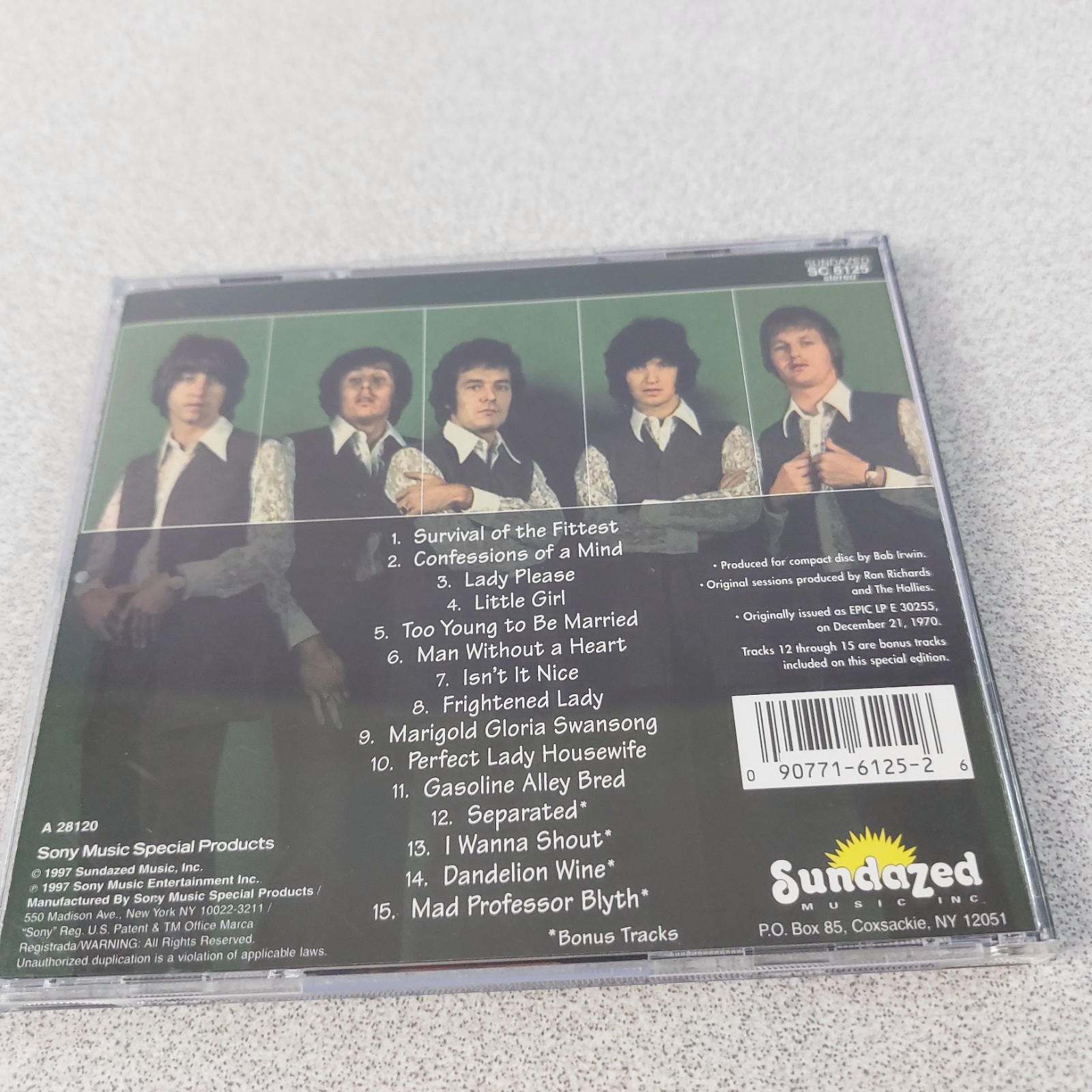 CD The Hollies Moving Finger Reiss 1997 US SC6125 Sundazed LN READ