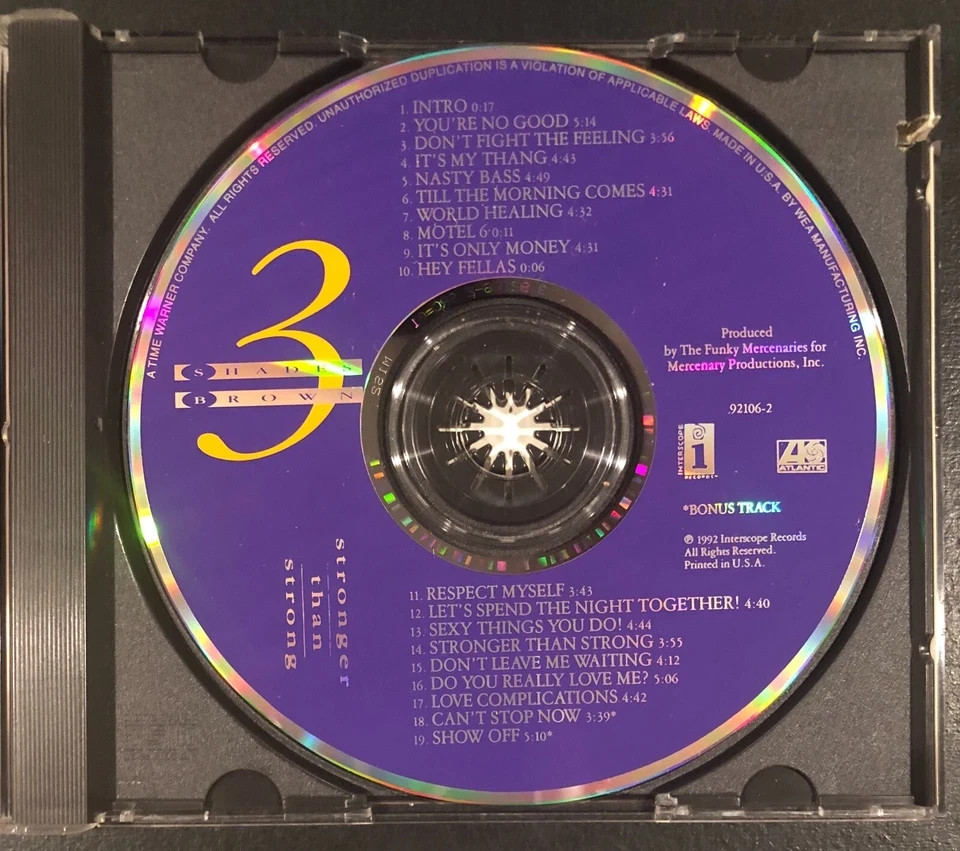 Three Shades Brown - Stronger Than Strong (CD, 1992, Interscope) VG+ Tested