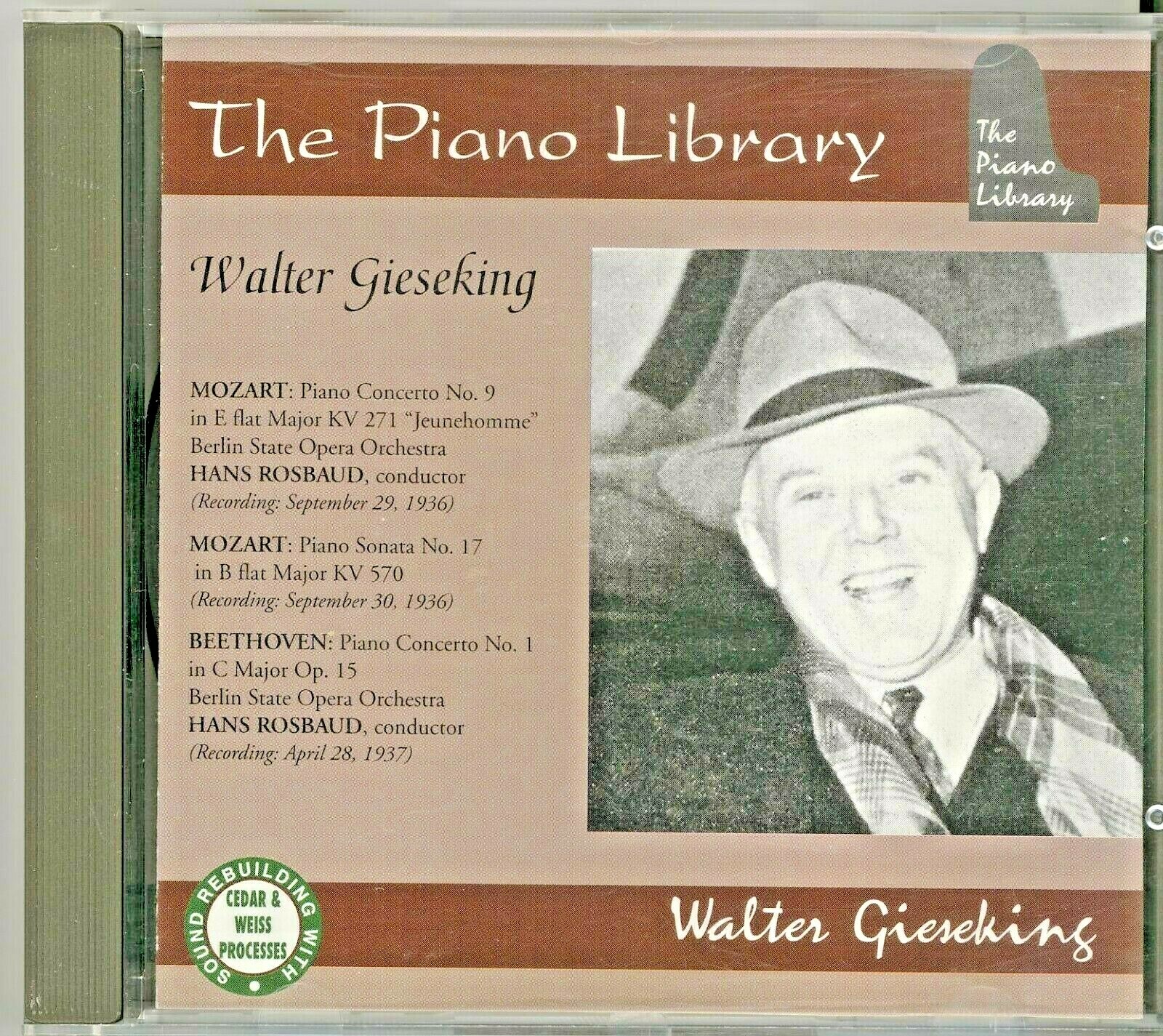Walter Gieseking : The Piano Library Mozart Piano Concerto Sonata Beethoven