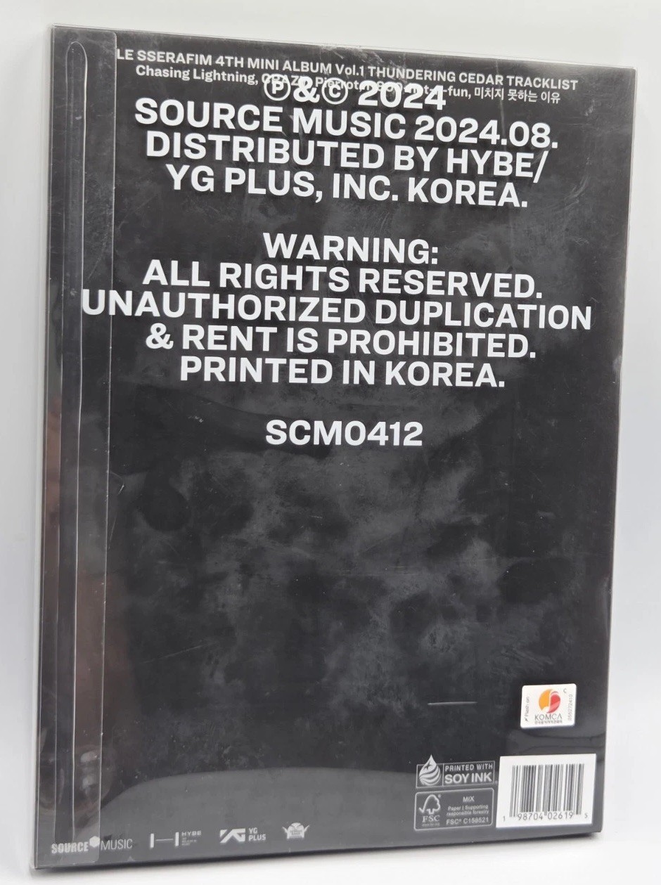Open Unused Complete LE SSERAFIM CRAZY- 4th Mini Album Vol. 1 Thundering Cedar
