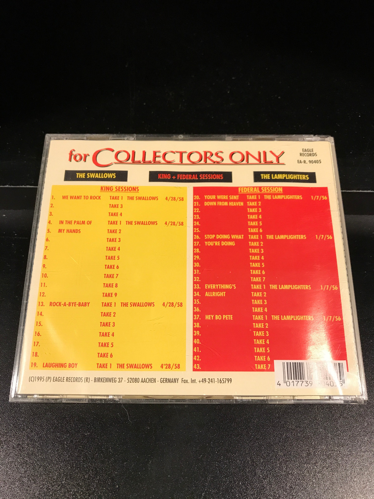 The Swallows & The Lampighters-For Collectors Only-CD-VG+ Condition-EagleRecords