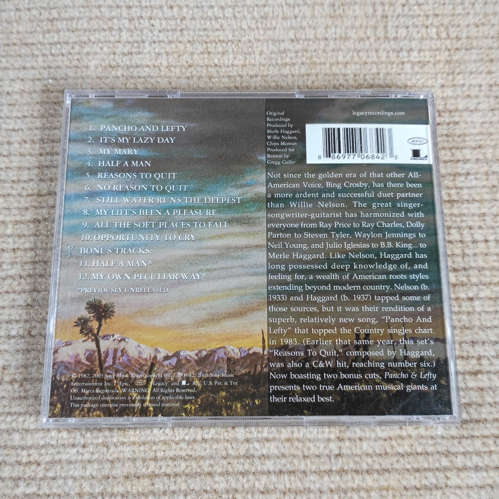 CD Pancho & Lefty Merle Haggard Willie Nelson Sony Music Legacy Recordings 2003