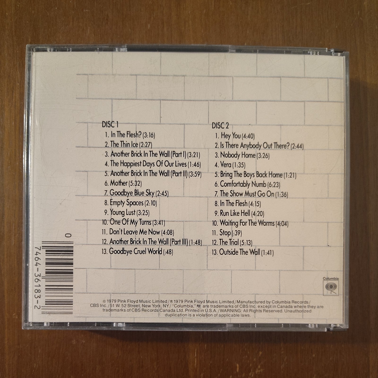 PINK FLOYD 2 CD SET "THE WALL" COLUMBIA RECORDS (C2K 36183) - A MASTERPIECE