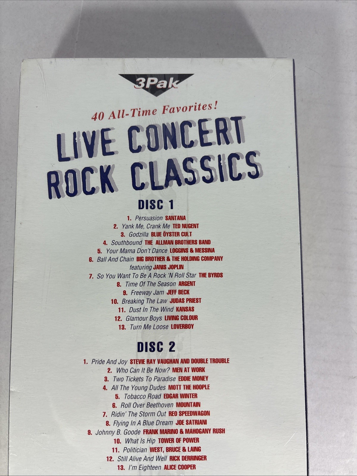Live Concert Rock Classics [Slipcase] by Various Artists (CD, Aug-2001, 3 Discs