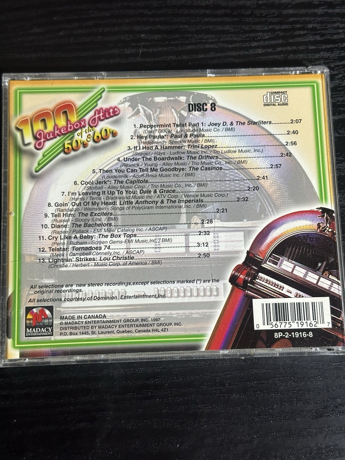 Madacy Entertainment 100 Jukebox Hits of the 50's & 60's Disc 8 CD Compilation