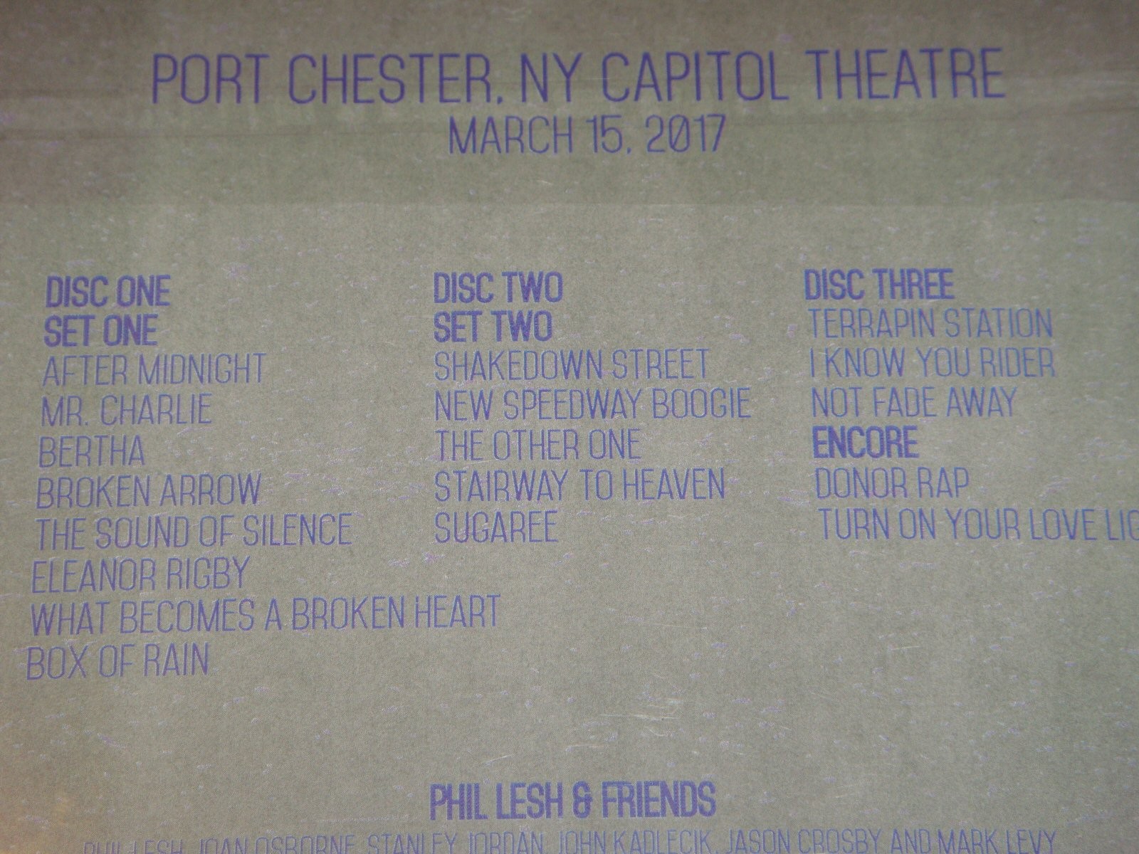 Phil Lesh Birthday 3/15/2017 LIVE Capitol NY STAIRWAY TO HEAVN 3CD grateful dead