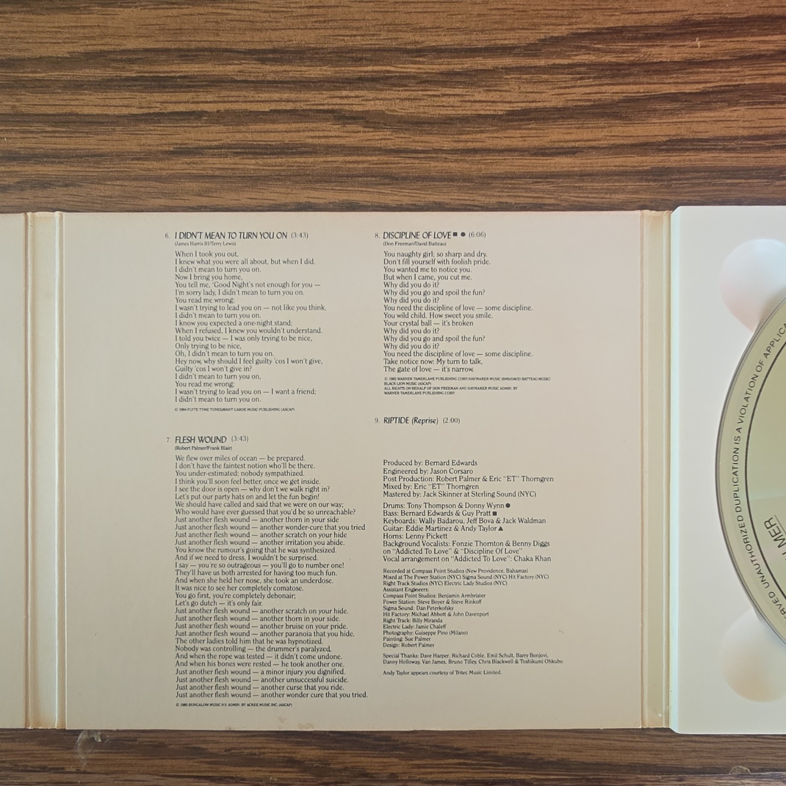 Robert Palmer Riptide CD Rock Album Island Records 1985 90171-2 1980s