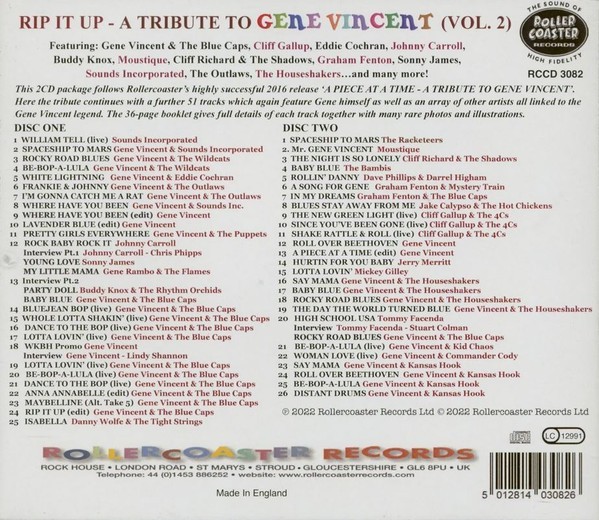 Various – A Tribute To Gene Vincent Vol. 2 - Rip It Up- 2 × CD, Compilation