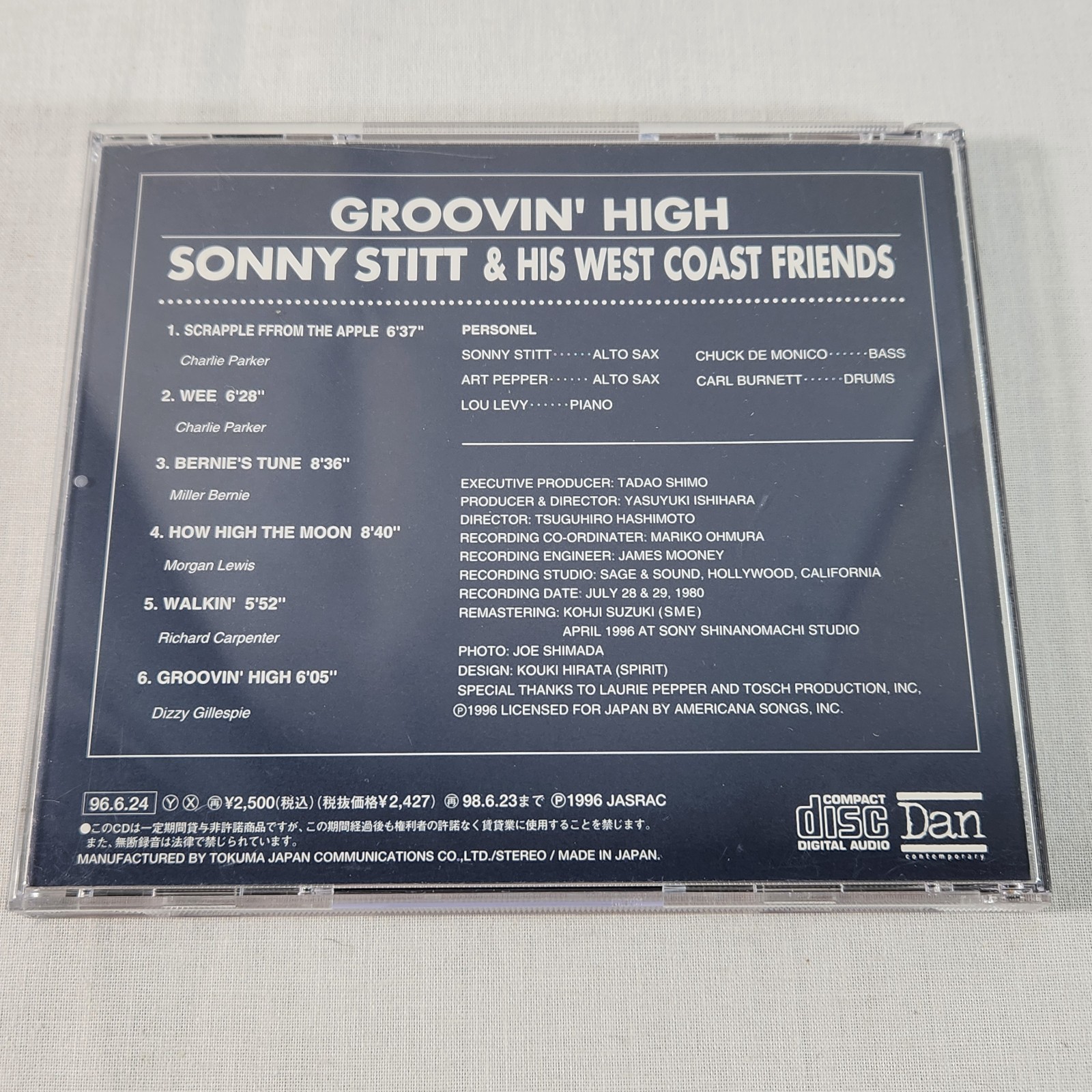 Sonny Stitt and His West Coast Friends - Groovin' High CD 1996 Dan [Japan] NM