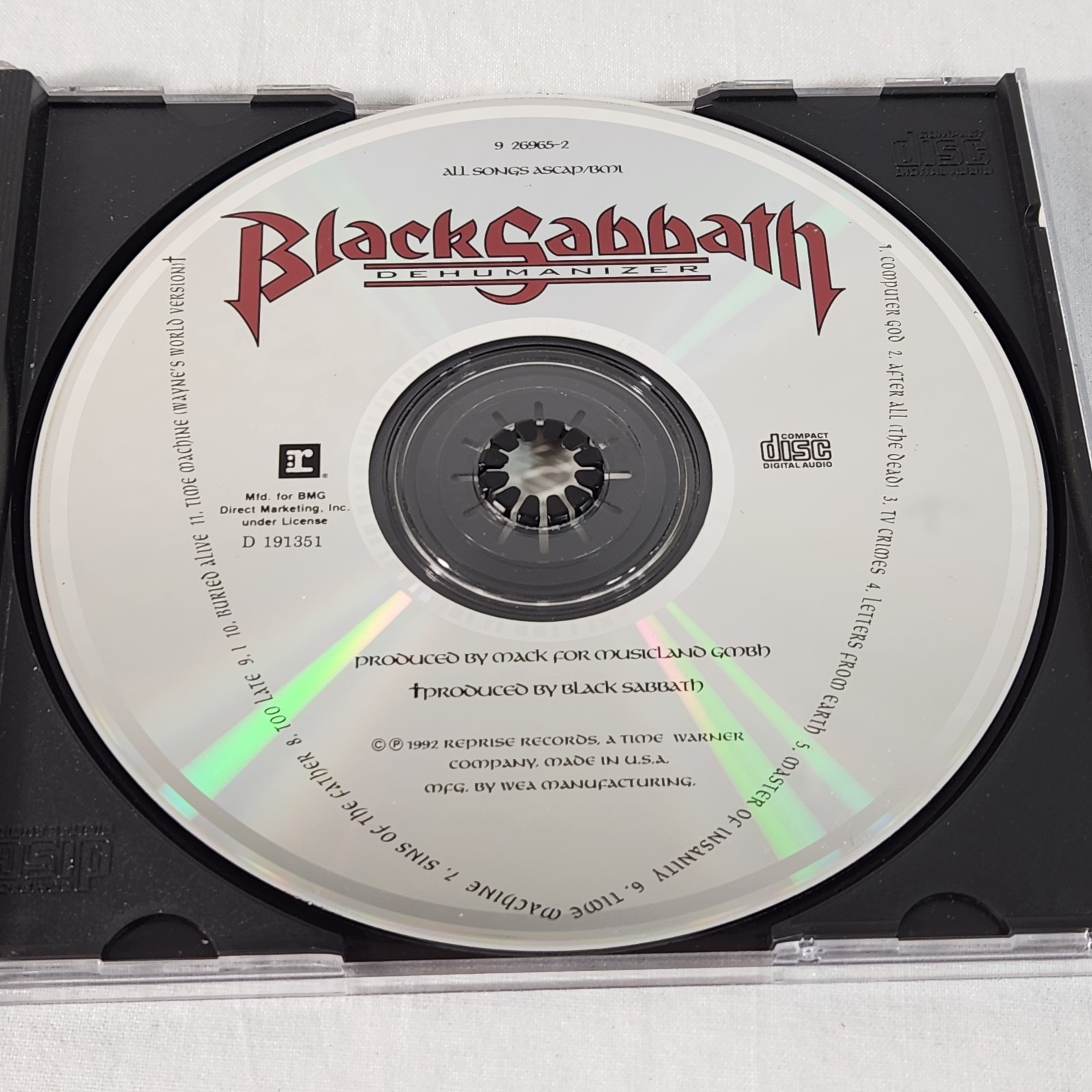 Black Sabbath Dehumanizer (CD 1992) Reprise Records Heavy Metal Rock FREE Ship