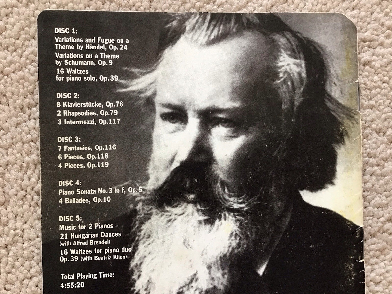 Walter Klien Plays Brahms 5 CD Set 2004 VoxBox CD5X 3612 Plus Extra Inserts