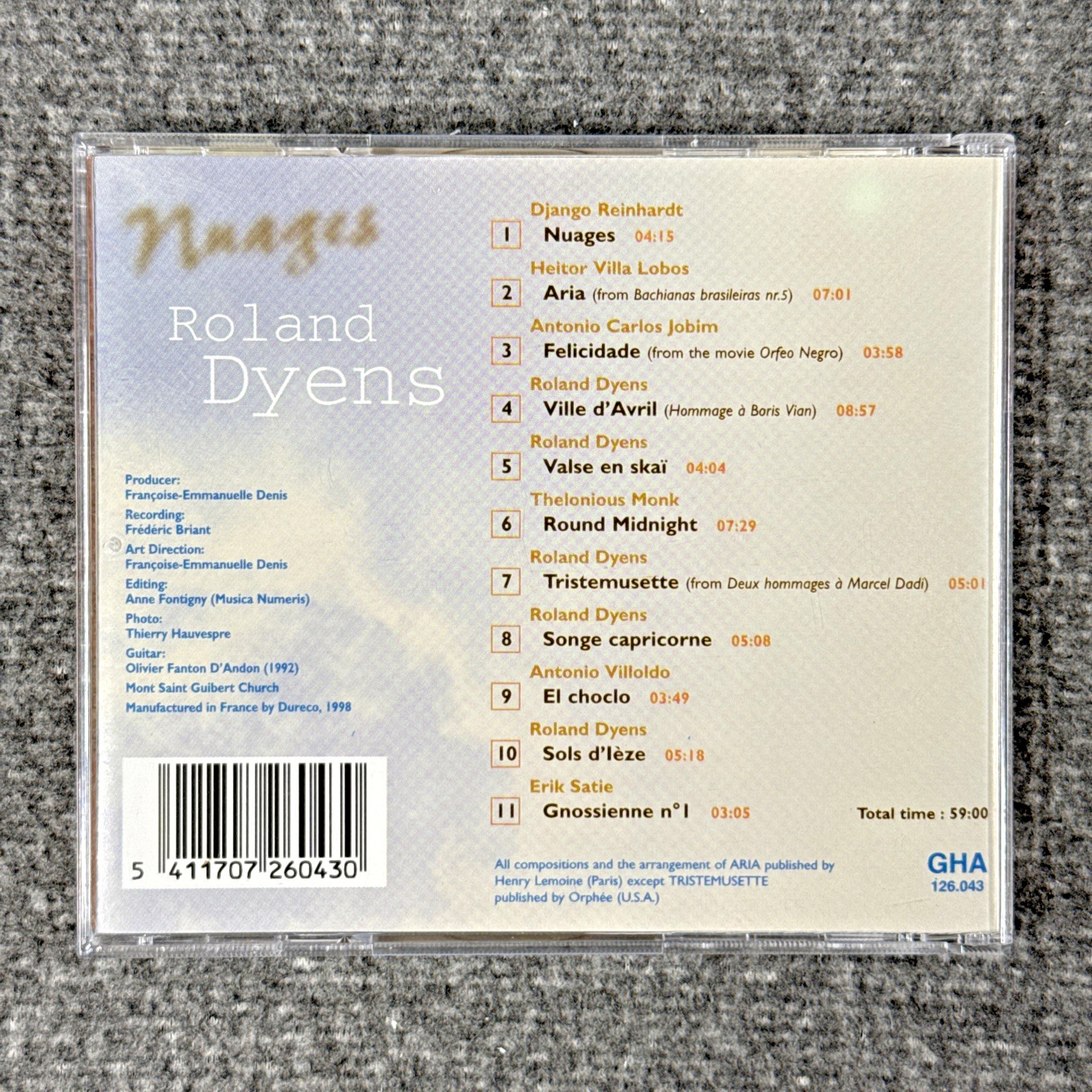 Roland Dyens Nuages CD 1998 GHA 126.043 French Classical Guitar Rare Import