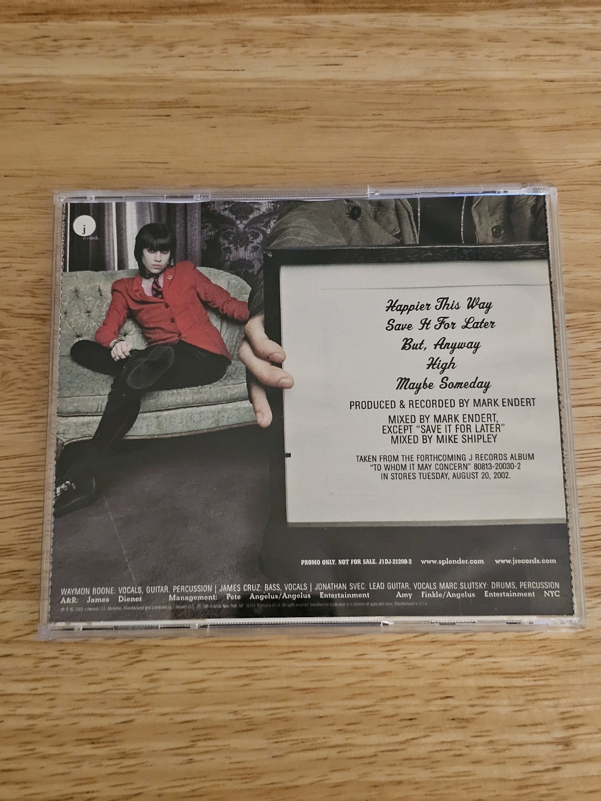 Splender - To Whom It May Concern Song Sampler CD 2002 Promo VG