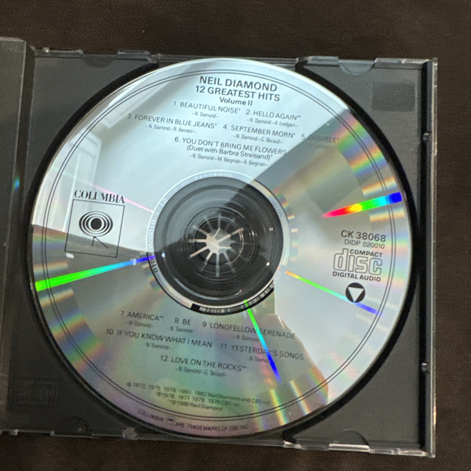Neil Diamond 12 Greatest Hits, Vol. 2 CD, Oct-1990, Columbia America Hello Again