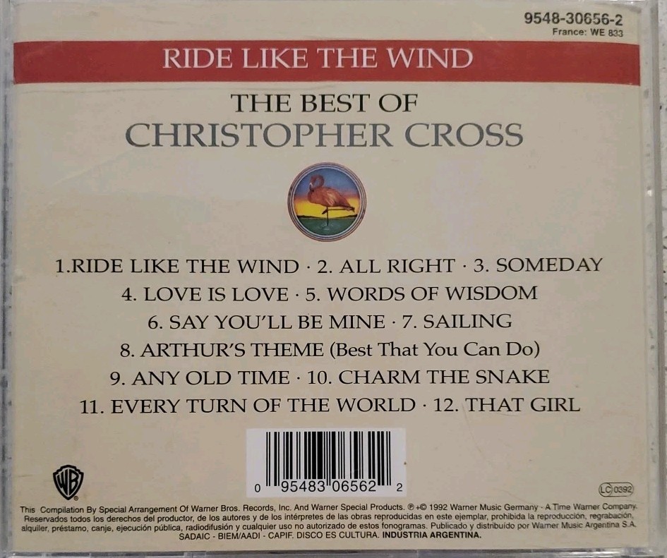 CHRISTOPHER CROSS Ride like the Wind Best of (1992) Out Of Print CD