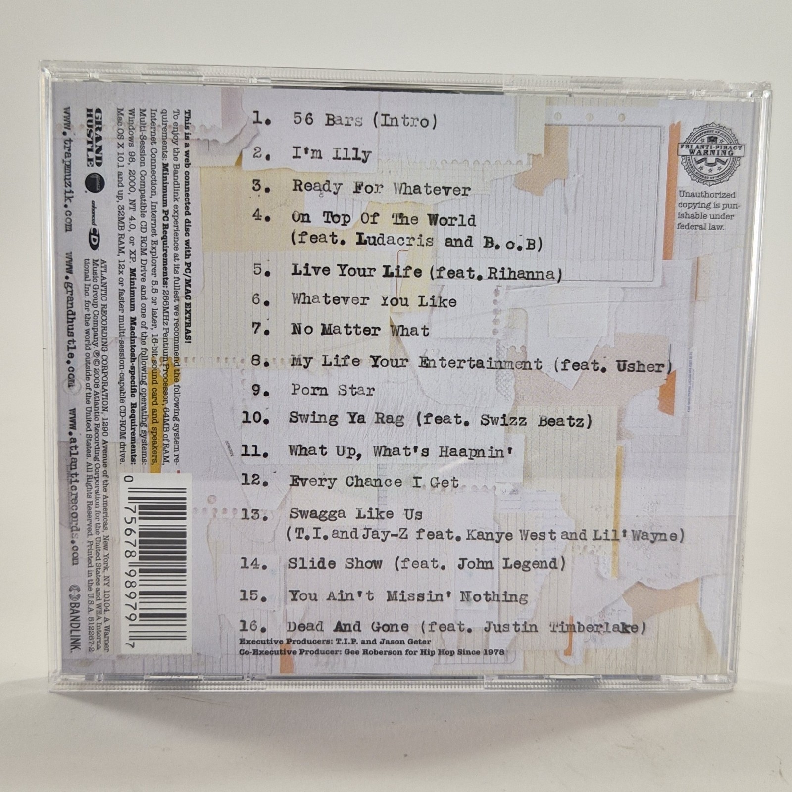 T.I. CD Paper Trail Album 2008 Rap Hip Hop Multicolor Parental Advisory Music