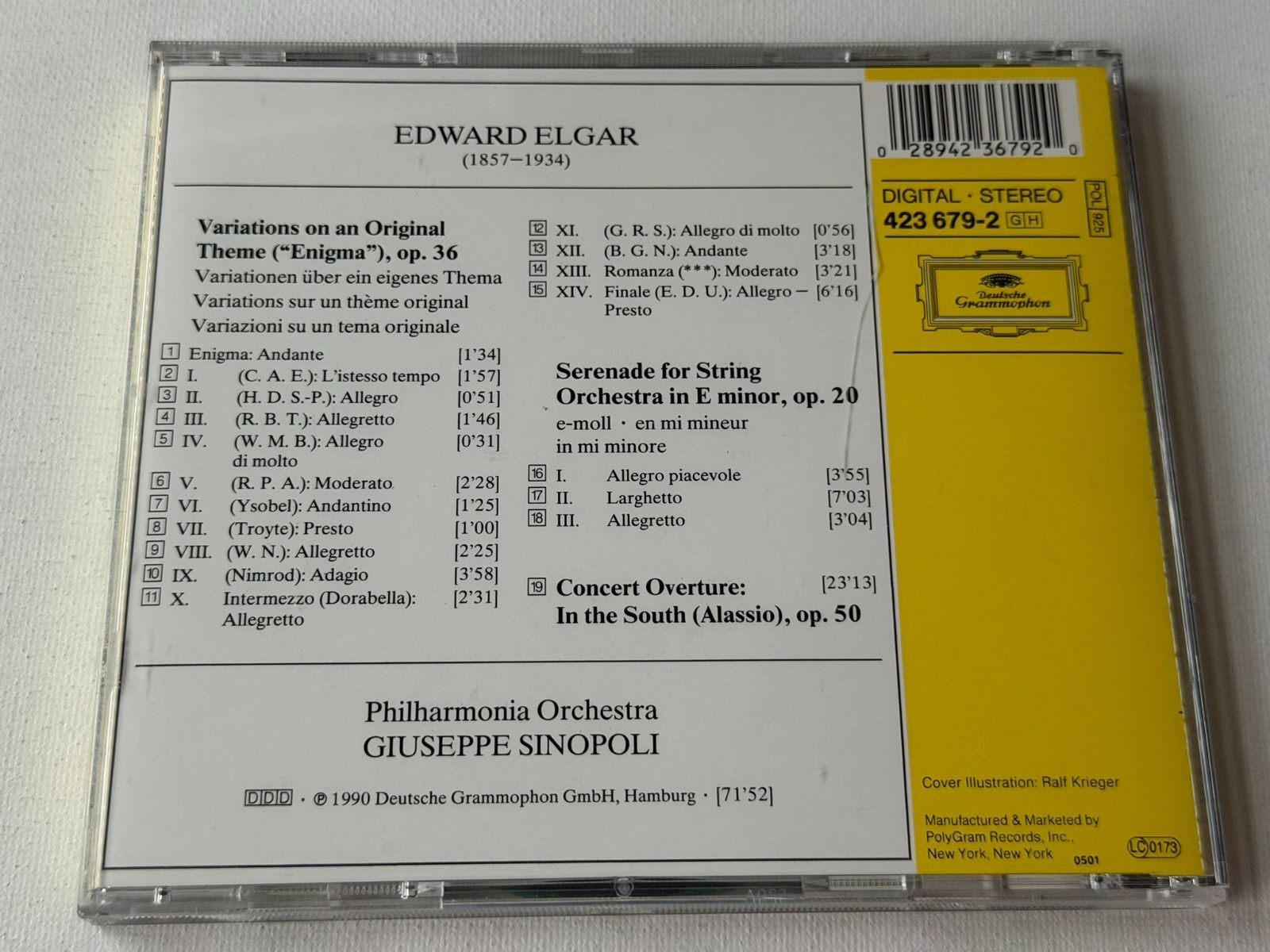Elgar - Enigma Variations Sere - CD - Digital Recording - GREAT CONDITION