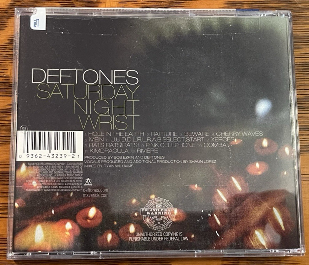CD~ DEFTONES~ 2006~ SATURDAT NIGHT WRIST