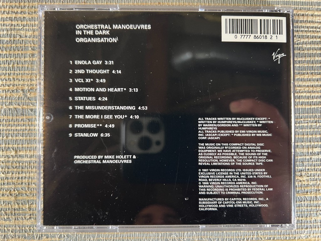 Orchestral Manoeuvres in the Dark Organisation CD Virgin Record 0777 7 86018 2 1