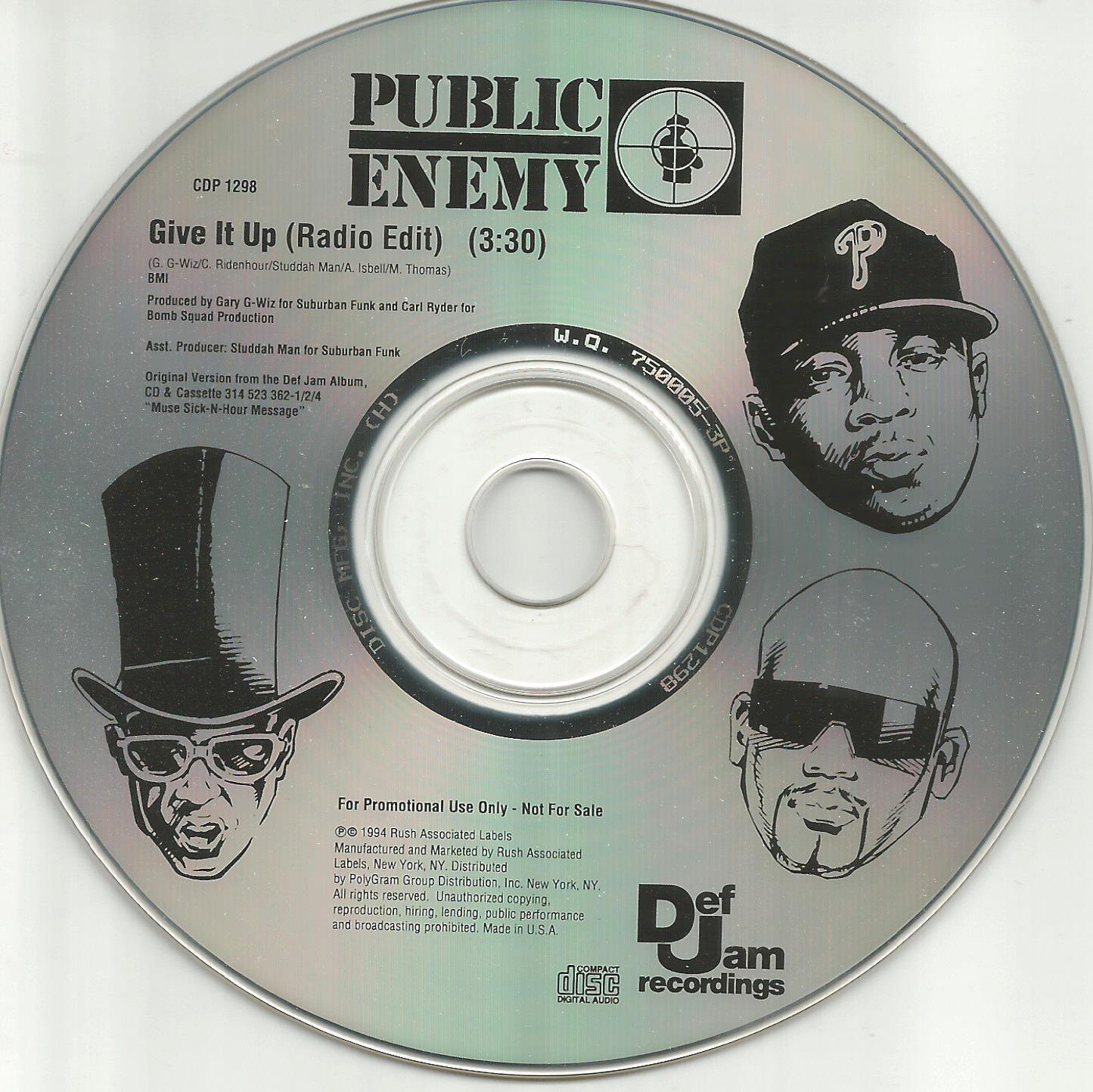 PUBLIC ENEMY Give it up w/ RARE RADIO EDIT PROMO DJ CD Single 1994 USA Chuck D