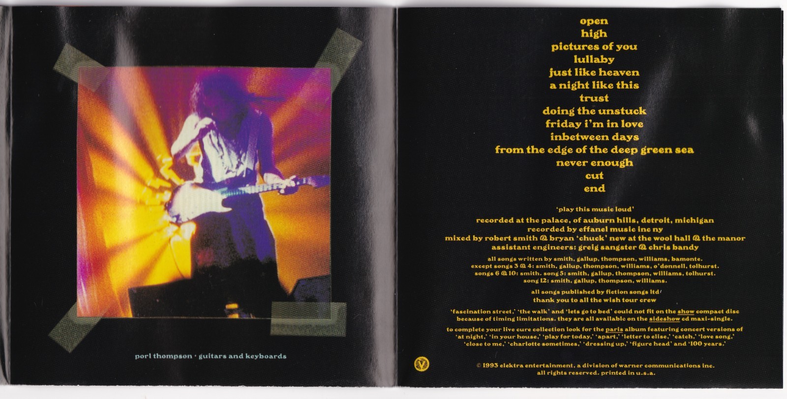 The Cure Show CD 1993 2 61551-2 SRC**01 M1S18 Specialty Pressing