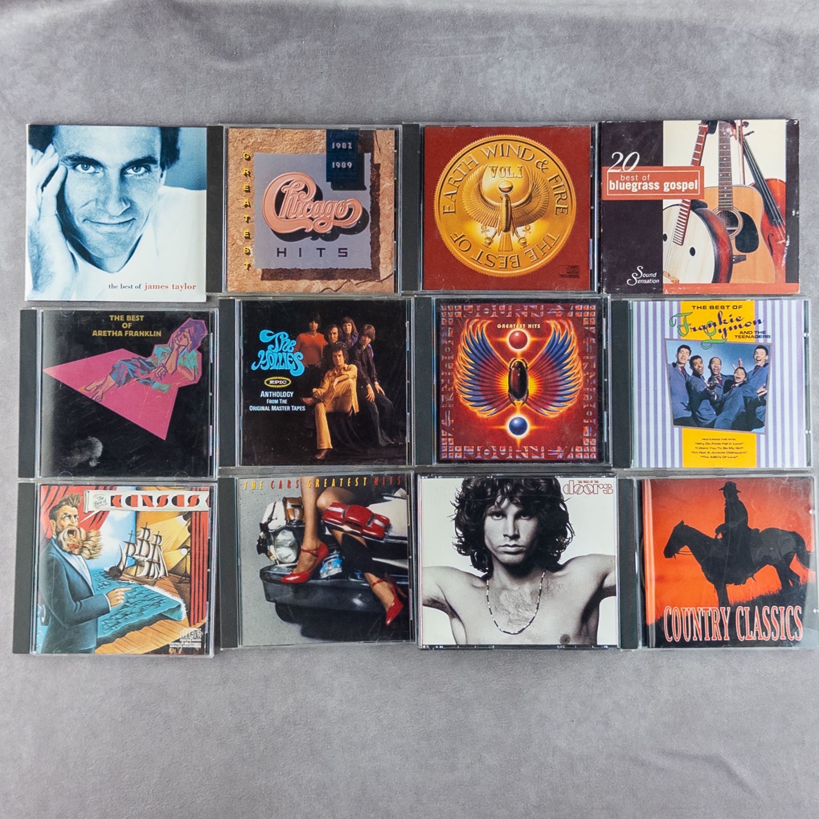 12 BEST OF CD Lot The Doors Journey Cars Chicago Kansas Aretha Franklin & more