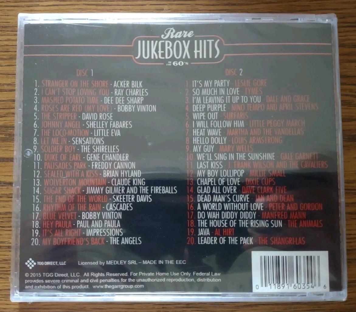 RARE JUKEBOX HITS OF THE 60'S - Various - TGG Direct 2015 - 2 CDs