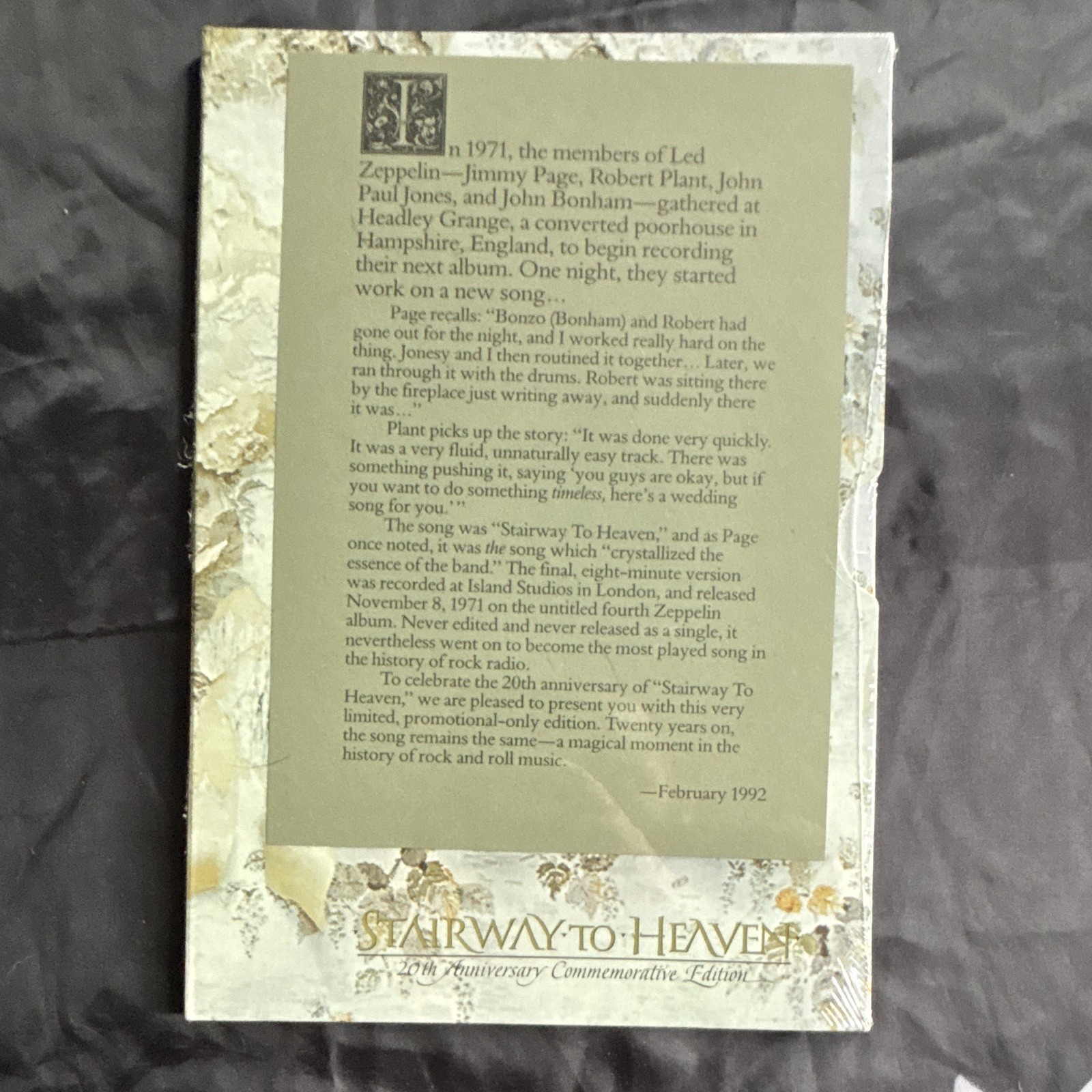 Led Zeppelin Stairway To Heaven Promo SEALED 20th Anniv 7” and cd PRCD 4424-2