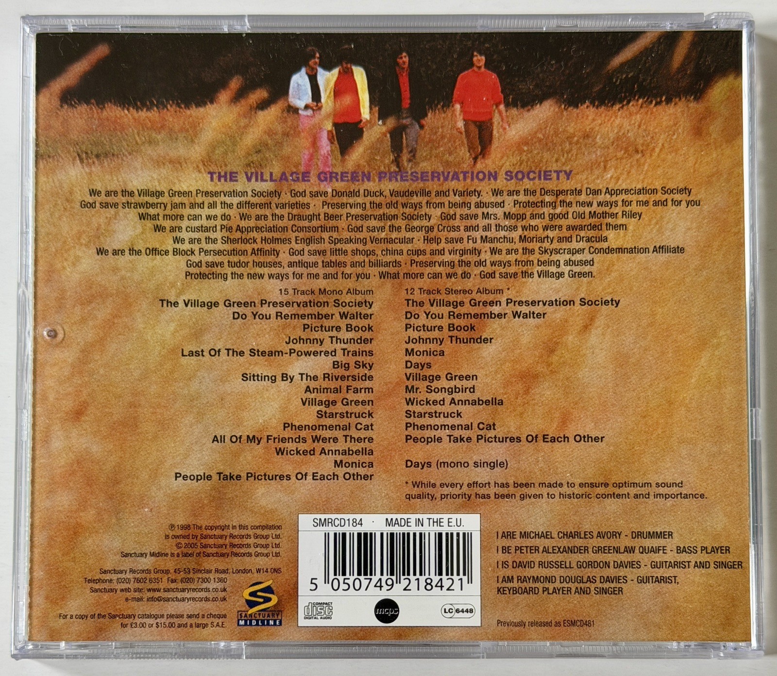 The Kinks Are The Village Green Preservation Society CD 2005 Mono & Stereo