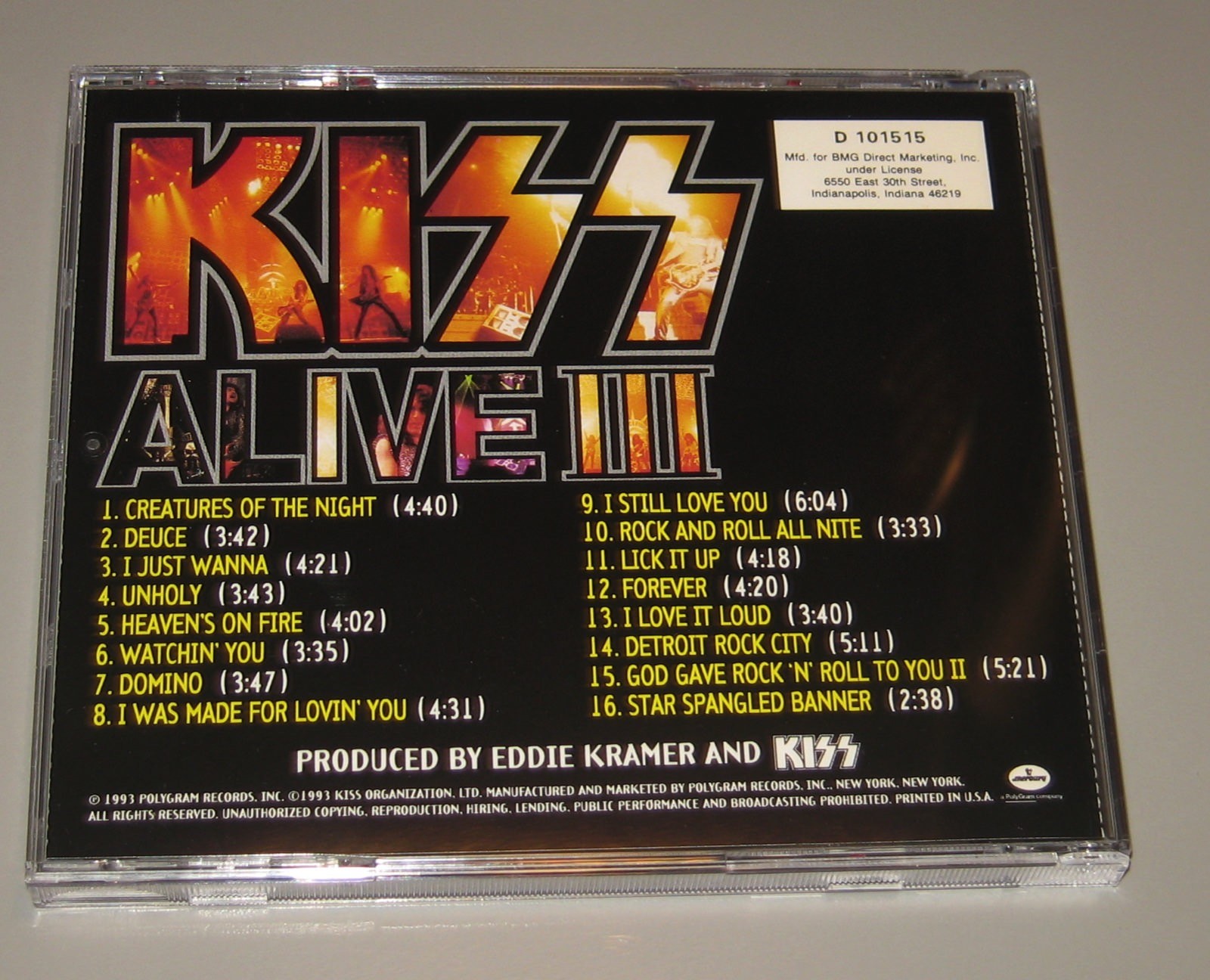 Kiss -Alive III (CD, 1993, Mercury Records) Gene Simmons Paul Stanley