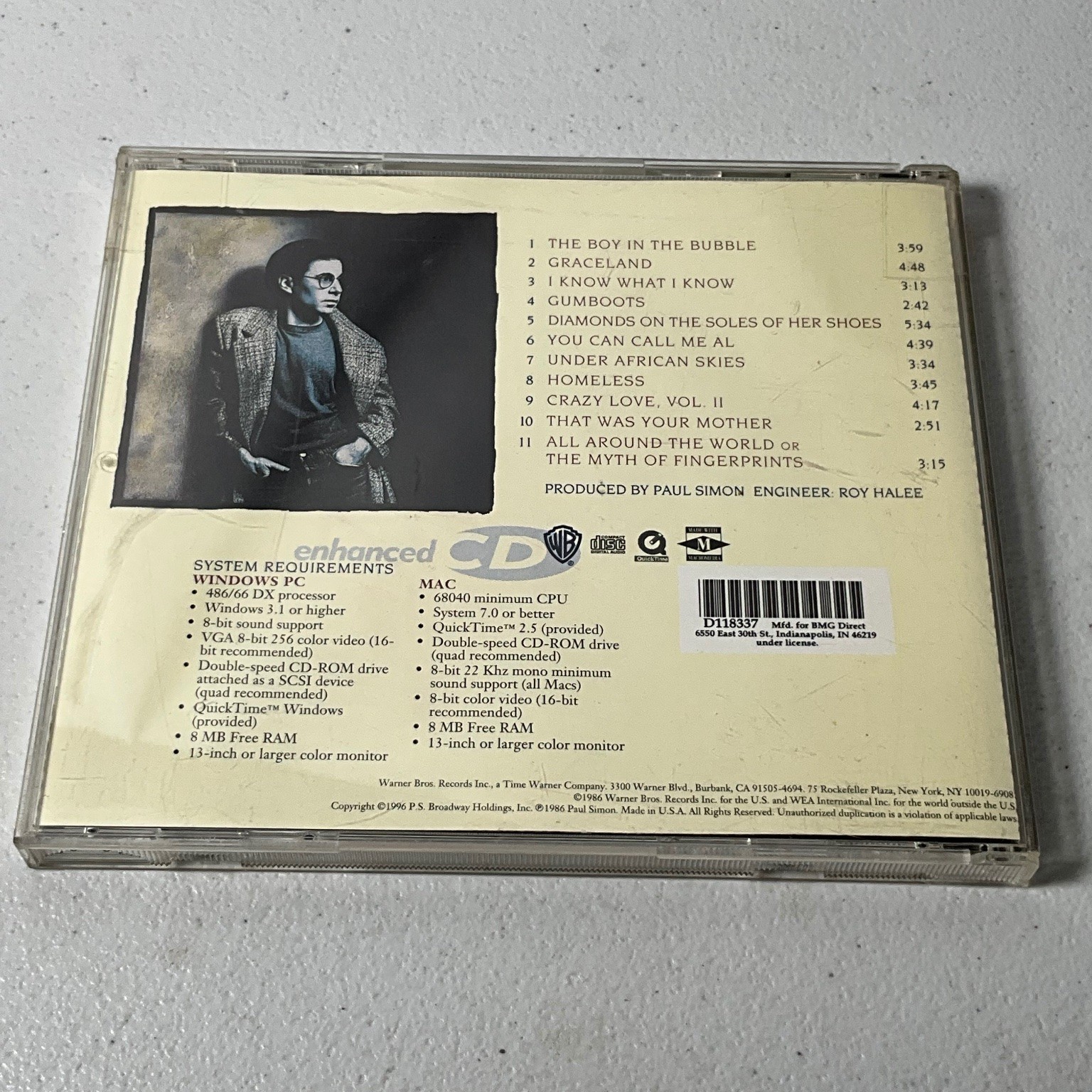 Paul Simon – Graceland CD 1996 Enhanced Remaster Folk World Rock Warner Bros.