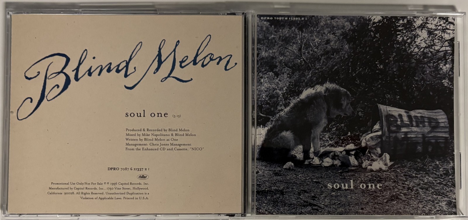 BLIND MELON Soul One US promo cd single 1996 Capitol alt GRUNGE Shannon Hoon