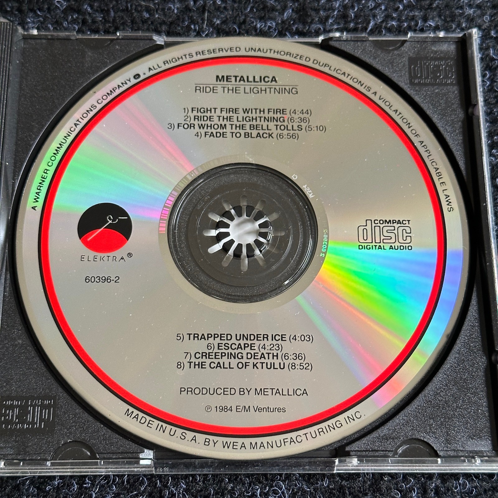 Metallica Ride The Lightning CD 2001 Elektra Reissue Thrash Metal