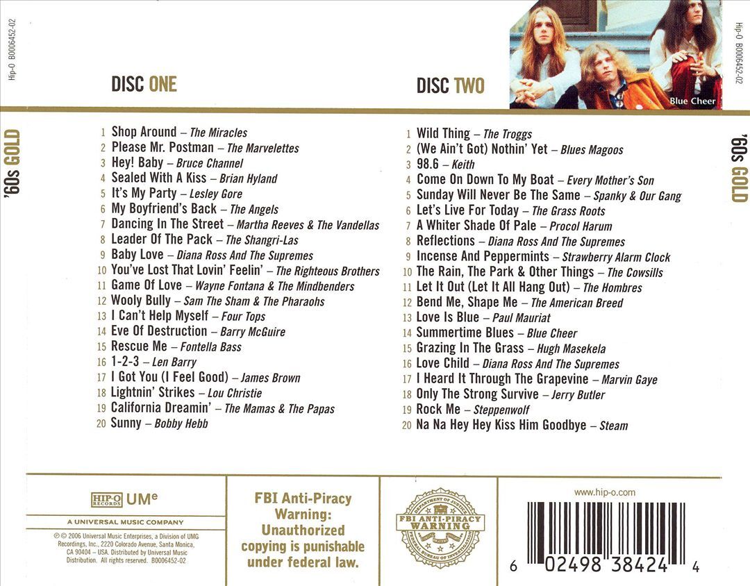 VARIOUS ARTISTS - 60'S GOLD NEW CD