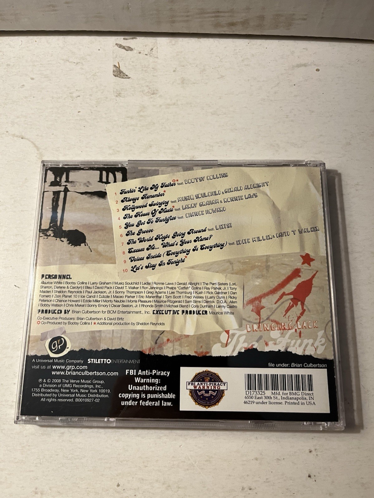 BRIAN CULBERTSON – Bringing Back the Funk CD 2008 Funk Jazz Soul VG/EX Disc