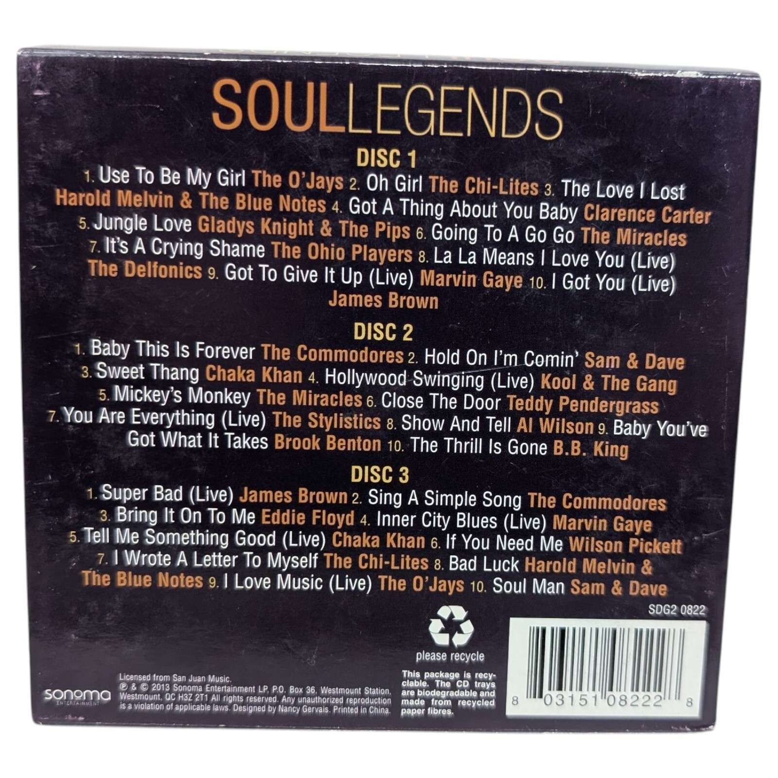 Soul Legends, Collectors Edition, 3 disc CD Set Original Artists 2013